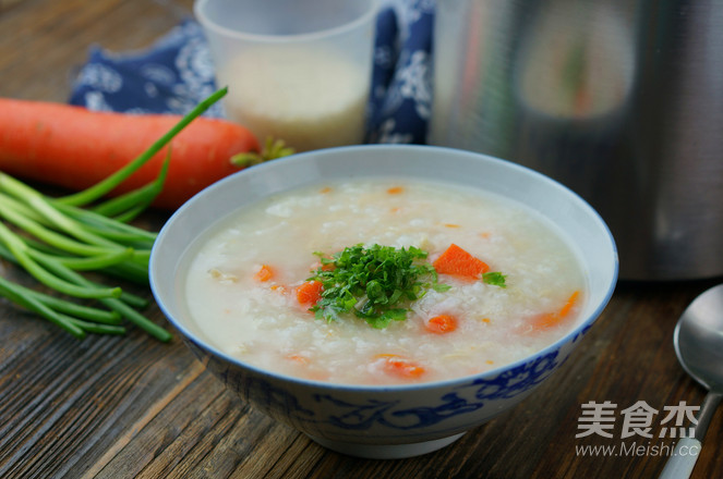 豆浆机版鸡肉胡萝卜粥成品图