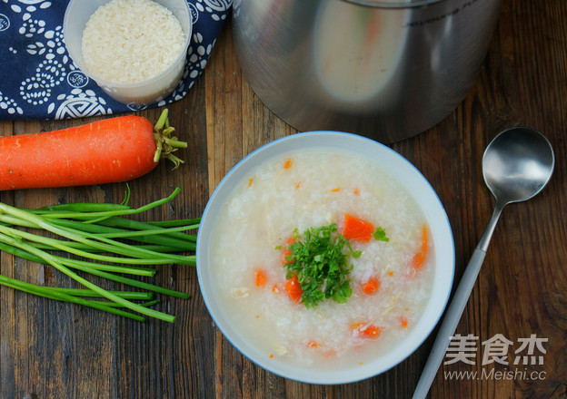 豆浆机版鸡肉胡萝卜粥成品图